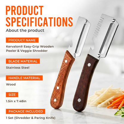 Orolaya® Easy-Grip Wooden Peeler & Veggie Shredder (Upsell)