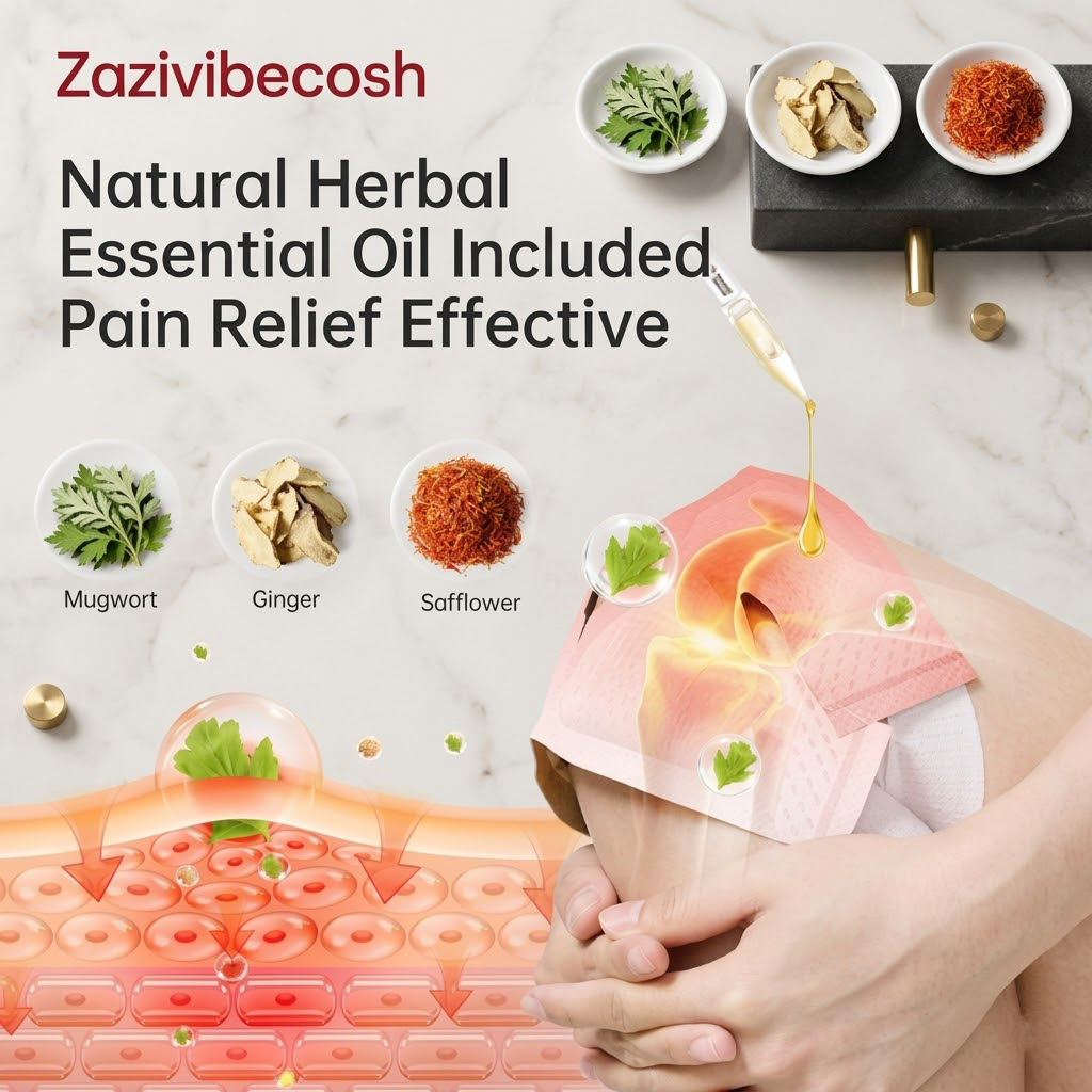 Zazivibecosh Self-Heating Knee Relief Patches with Essential Oils: Targeted Joint & Muscle Pain Therapy