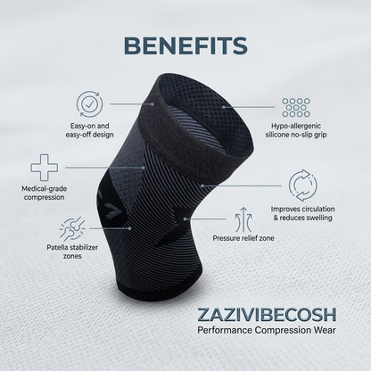 Zazivibecosh Knee Compression Sleeve for Men & Women - Knee Support for ACL, MCL, Meniscus Tear, Arthritis Pain Relief - Knee Braces for Patellar Tendonitis, Injury Recovery & Running