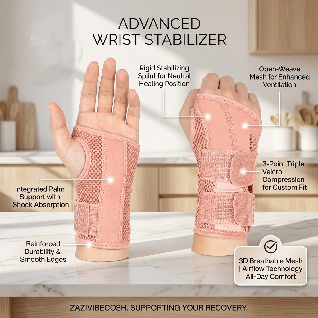 Zazivibecosh Wrist Support for Carpal Tunnel Relief - Night Sleep Wrist Splint & Arm Stabilizer for Men & Women, Adjustable Brace with Compression Sleeve (Fits Left or Right Hand)