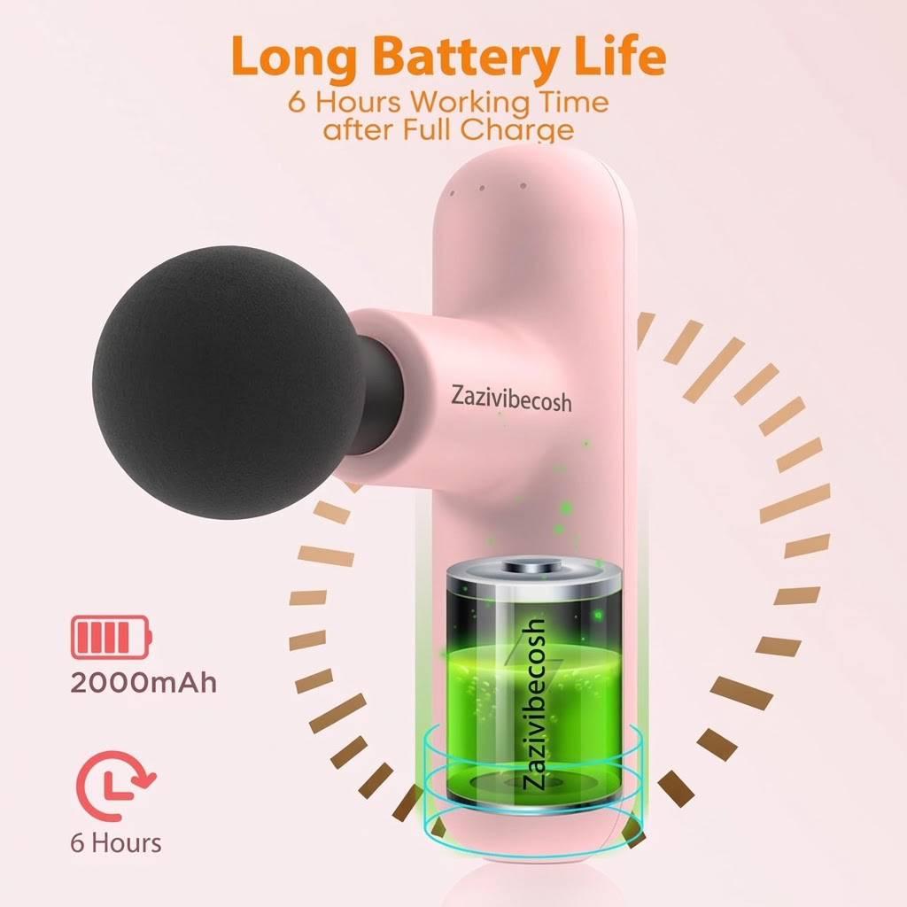 Zazivibecosh Mini Massage Gun, Portable Deep Tissue Percussion Muscle Back Massager for Pain Relief, Compact Handheld Fascia Gun with Multi-Speeds