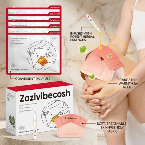 Zazivibecosh Self-Heating Knee Relief Patches with Essential Oils: Targeted Joint & Muscle Pain Therapy