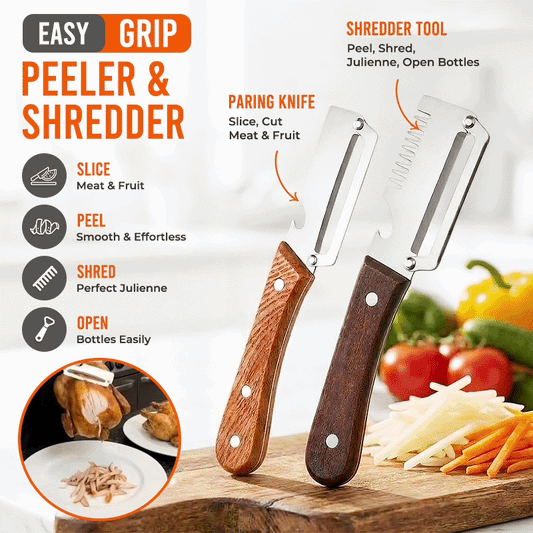 Orolaya® Easy-Grip Wooden Peeler & Veggie Shredder